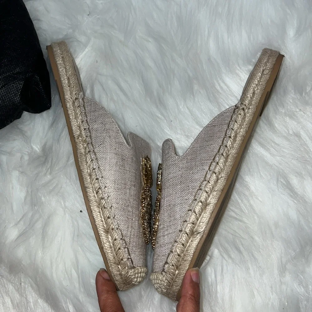 White House Black Market Pineapple Embellished Espadrille Mules